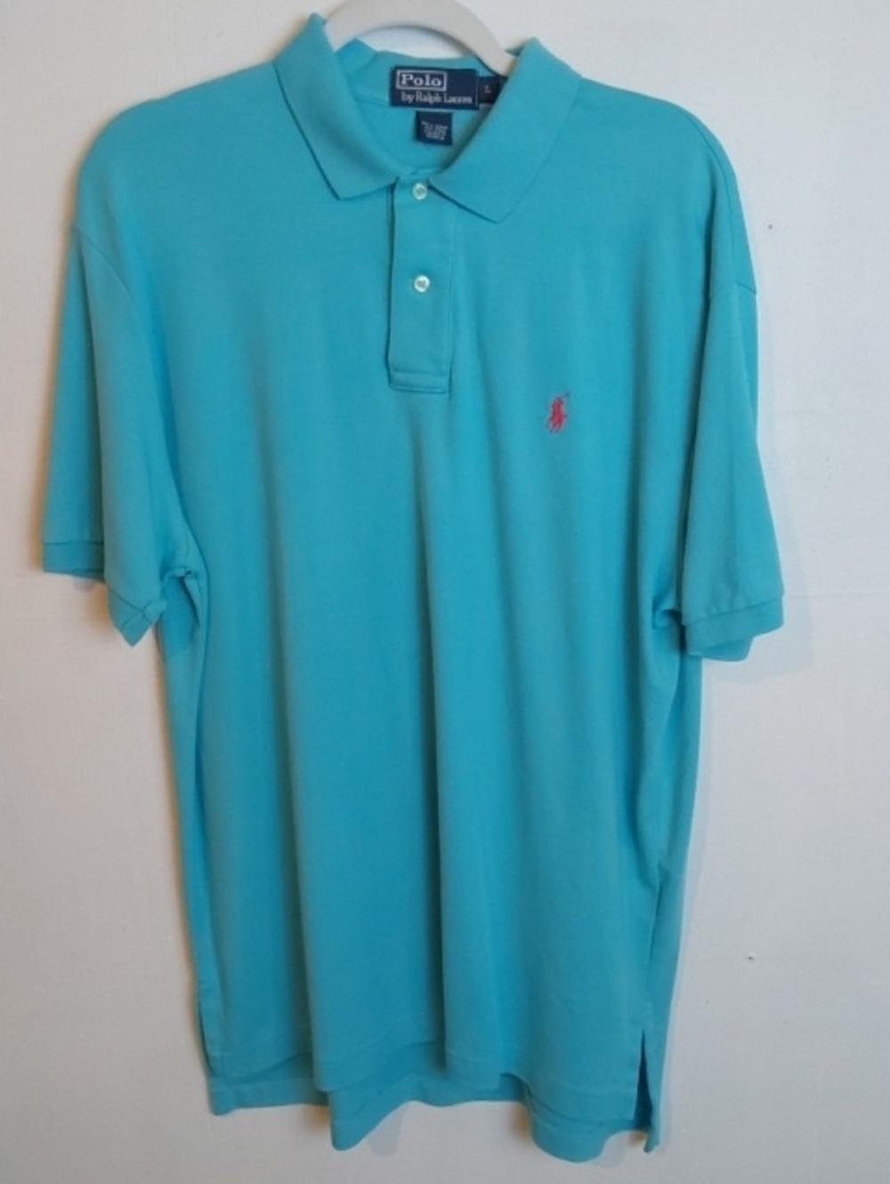 Polo by Ralph Lauren |Turquoise Short Sleeve Polo with Pink Pony Preppy Sz.L